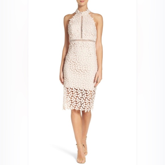 Bardot Dresses & Skirts - Bardot Gemma Pink Lace Midi Halter Dress
